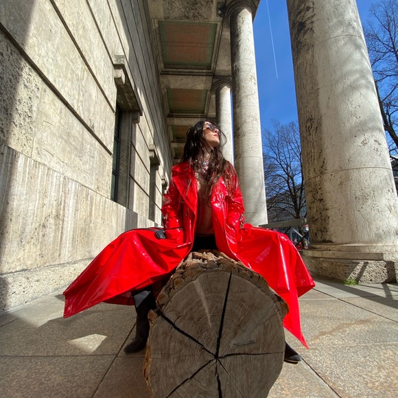 Vivetta Lacquer Red vinyl trench coat patent oversized latex rain trapeze Nerly - Picture 11 of 17